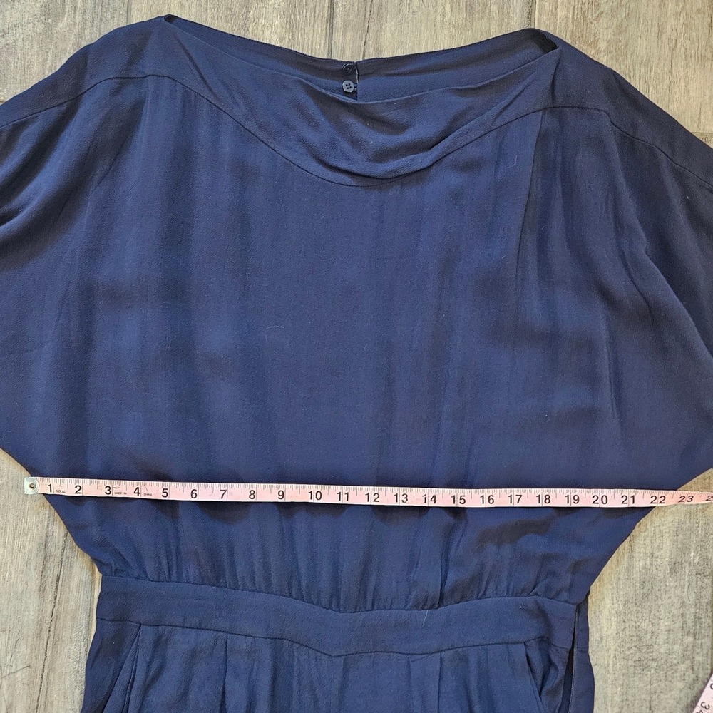 Diane von Furstenberg Dezi Jumpsuit Size 12 Navy Blue Wide Leg Dolman Minimalist - Picture 6 of 13